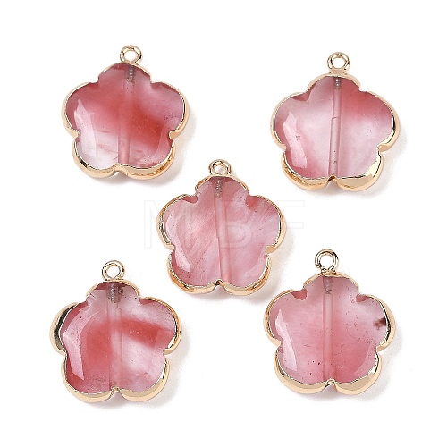 Cherry Quartz Glass Pendants G-P566-01G-01-1