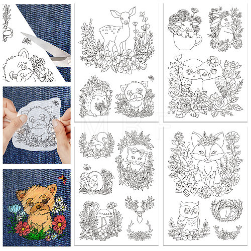 4 Sheets 11.6x8.2 Inch Stick and Stitch Embroidery Patterns DIY-WH0455-083-1