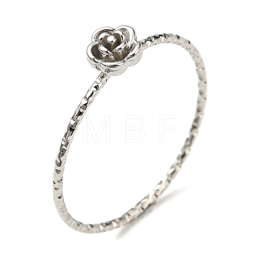 304 Stainless Steel Rose Flower Finger Ring RJEW-P090-01P-1