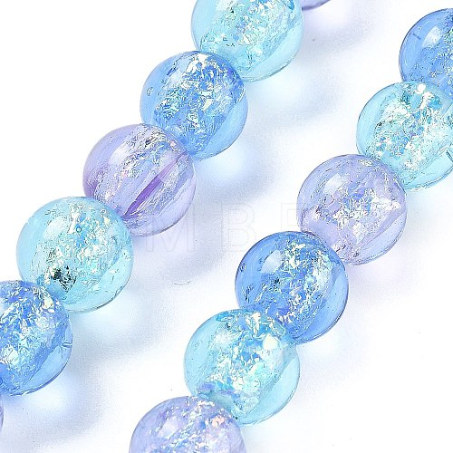 Handmade Foil Lampwork Beads Strands FOIL-K003-06B-23-1