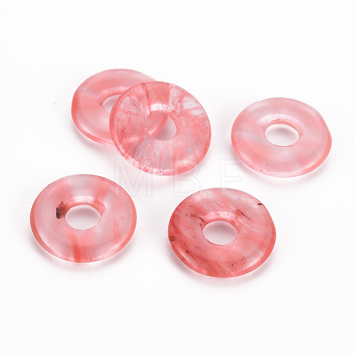 Cherry Quartz Glass Pendants G-T122-66F-1