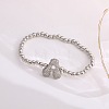 Brass Micro Pave Clear Cubic Zirconia Beaded Stretch Bracelets for Women FS-WG5260F-01-1
