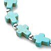 Synthetic Turquoise(Dyed) Cross Beaded Stretch Bracelet BJEW-JB08450-02-5