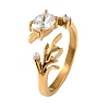 Ocean 304 Stainless Steel Rhinestone Cuff Open Rings SA-CBA183D-08B-G-2