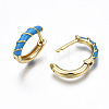 Brass Enamel Huggie Hoop Earrings EJEW-T014-29G-NF-5