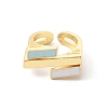 Rectangle Rack Plating Brass Enamel Cuff Ring for Women RJEW-F143-02G-2