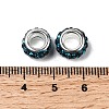 Polymer Clay Rhinestone European Large Hole Beads with Silver Color Plated Brass Cores FPDL-R002-04-4