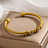 304 Stainless Steel Crystal Rhinestone Open Cuff Bangles with Wrap Knot WGAAB88-02-1