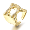 Rack Plating Letter X Brass Clear Cubic Zirconia Open Cuff Rings RJEW-S411-25G-1