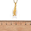Ocean Natural Shell Fish and Alloy Fish Bone Pendant 304 Stainless Steel Cable Chain Necklaces for Women NJEW-JN06191-3