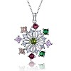 925 Sterling Silver Micro Pave Cubic Zirconia Pendant Necklaces BB34073-6