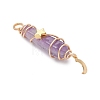 3Pcs 3 Styles Natural Amethyst Pointed Copper Wire Wrapped Faceted Bullet Big Pendants PALLOY-JF03572-03-4