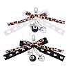 2Pcs 2 Colors Alloy & Cloth Bowknot Pendant Decorations HJEW-DC0001-40-1