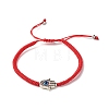 Hamsa Hand /Hand of Miriam with Evil Eye Braided Bead Bracelet for Girl Women BJEW-JB06910-01-1