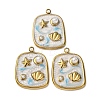 304 Stainless Steel Enamel Pendants STAS-P406-25B-G-1