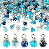 100Pcs Mixed Styles Glass Pendants PALLOY-TADJ00007-1