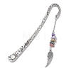 Natural Gemstone & Glass Chip Pendant Bookmark with Alloy Wing AJEW-JK00241-2