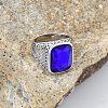 304 Stainless Steel with Natural Lapis Lazuli Finger Rings FS-WG67565-60-1