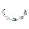 Adjustable Natural Fire Crackle Agate(Dyed & Heated) Oval and Pearl Braided Bead Necklaces NJEW-JN06570-4