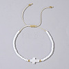 Glass Seed Beads & Brass Braided Beaded Bracelets LS-TV0952-10-1