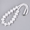 Natural Quartz Crystal Round & Cone Beaded Necklaces NJEW-N064-03O-2