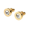 Flat Round 304 Stainless Steel & Crystal Rhinestone Stud Earrings for Women EJEW-G459-02G-2
