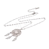 Non-Tarnish Woven Net/Web with Feather 304 Stainless Steel Pendant Necklaces for Women NJEW-G087-05P-3