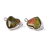 Natural Unakite Love Heart Pendants G-T138-205L-P-2