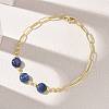 Natural Sodalite Faceted Flat Round Beaded Brass Paperclip Chain Bracelets GG-CBA37F5-02G-13-2