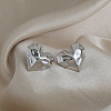 French Vintage Style Stainless Steel Textured Heart Stud Earrings for Women EI9252-2-1