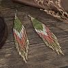 Bohemian Style Gradient Glass Beads Tassel Earrings QE2744-3