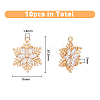 10Pcs Brass Micro Pave Clear Cubic Zirconia Pendants ZIRC-FH0001-39-2