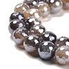 Electroplated Natural Botswana Agate Round Beads Strands G-L598-A03-02-4