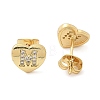 Rack Plating Brass Micro Pave Clear Cubic Zirconia Stud Earrings EJEW-K299-01G-M-4