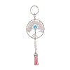 Tree of Life Alloy Natural Rose Quartz & Synthetic Moonstone Keychain KEYC-JKC00987-01-1