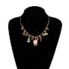 Alloy Enamel Santa Claus Christmas Tree Candy Cane Pendant Bib Necklaces for Women FS-WG5D6F3-01-2