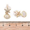 Shell Shape Brass Clear Cubic Zirconia Stud Earrings EJEW-D301-02G-5