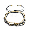 3Pcs 3 Styles Natural Golden Sheen Obsidian & Brass Round Beads Adjustable Bracelets & Brass Round Beads Stretch Braclets for Women TQ6408-3-6