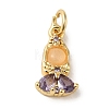 Brass Micro Pave Colorful Cubic Zirconia Glass Pendants X-KK-R162-026B-G-1