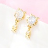 Brass Micro Pave Cubic Zirconia Dangle Stud Earrings EJEW-F405-24G-02-1