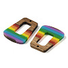 Pride Rainbow Theme Resin & Walnut Wood Pendants WOOD-K012-11B-2