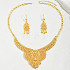 Alloy Hollow Statement Teardrop Necklace & Earrings Sets for Middle Eastern Bride HM4557-5
