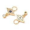Brass Micro Pave Marine Blue Cubic Zirconia Charms CU-K002-18G-3