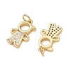 Brass Micro Pave Clear Cubic Zirconia Pendants CU-CBA9AFC-01G-08-2