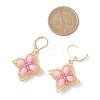 Clover Glass Seed & Synthetic Imperial Jasper Woven Leverback Earrings EJEW-MZ00658-5