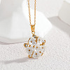 304 Stainless Steel Crystal Rhinestone & Acrylic 3D White Flower Pendant Necklaces for Women WG9CA49-03-1