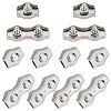 AHADERMAKER 28Pcs 2 Style 304 Stainless Steel Wire Single Bolt & Double 2-post Cable Clamp FIND-GA0003-12-1