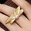 304 Stainless Steel Shell Beads Cuff Open Rings for Women RJEW-E301-01C-1