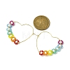 Heart Glass Seed with Brass Hoop Earrings EJEW-MZ00144-5