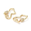 Brass Micro Pave Clear Cubic Zirconia Screw Carabiner Lock Charms KK-Z118-06G-06-2